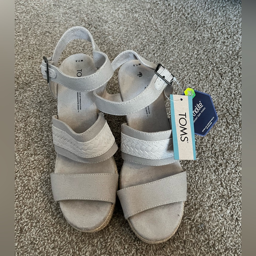 TOMS Light Gray Woven Strap Sandals